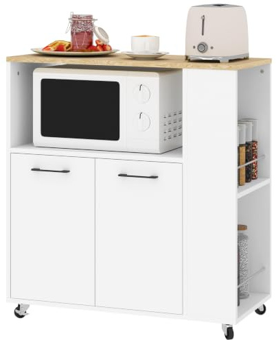 HOMCOM Küchenwagen mit Rollen, 75 x 40 x 80,5 cm, Weiß