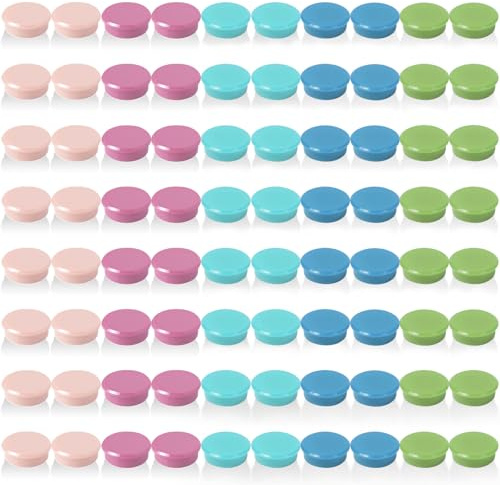 QOJOPU Magnete für Magnettafel – 80 Stück 5 Farben Mini Kühlschrankmagnete, Whiteboard Magnete Stark Bunte Magneten Dekorative Klein Magnet Rund Flach, Tafelmagnete für Pinnwand Magnetwand Büro Küche