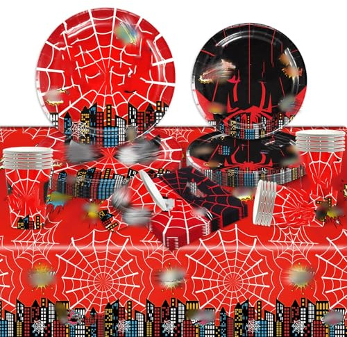 Luclay Geburtstag Party Pappteller Kindergeburtstag- Hero Partygeschirr Set Birthday Geburtstagsdeko Mädchen Junge Geschirr Party Tableware Supplies Kit Teller Tischdecke Servietten Tassen Kinder