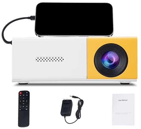 Mini Projector 1080P with 4K Support, Portable Video Projector for Phone, Mini Projectors for Bedroom Compatible with HDMI/AV/TV Stick/iOS/Android/USB (Yellow)