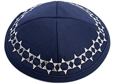 JL Kippha's Cotton Marineblau Embroided Davidstern Kippah Yarmulke jüdischen Yamaka Kippa Cap Judaica
