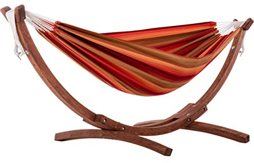 Vivere C8SPSN-T Doppelhängematte aus Sunbrella® mit stabilem Bogengestell aus Massivkiefernholz - Token Surfside