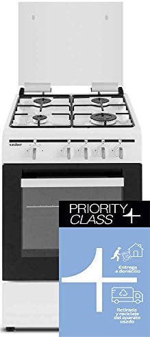 Sauber - COCINA SCW41GB 4 Quemadores - Gas Butano - 50X55 - Tapa Cristal - Color Blanca - ENTREGA Y RETIRADA USADA EN DOMICILIO