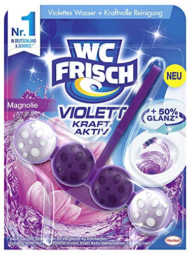 WC-Frisch Kraft Aktiv Violettspüler Magnolie, WC-Reiniger, 1 Stück, Farbspüler mit 50 Prozent mehr Glanz