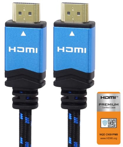 PremiumCord 4K High Speed HDMI 2.0b Kabel 2m M/M 18Gbps mit Ethernet, Kompatibel mit Video 4K@60Hz UHD 2160p, 3D - vergoldete Anschlüsse, Baumwollummantelung, 2 m