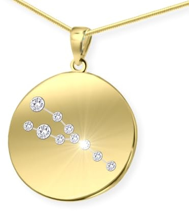 LILLY MARIE Damen Massive Silberkette Vergoldet Silber Gold Beschichtet Sternzeichen-Anhänger Längen-verstellbar Geschenke