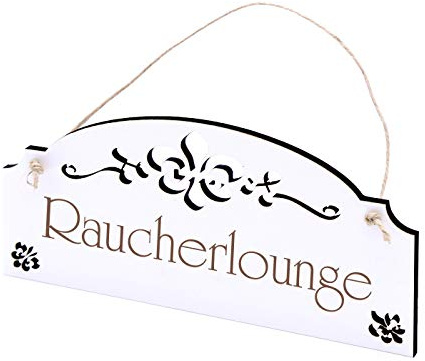 Schild Raucherlounge - Vintage Türschild mit Ornamenten 22 x 11