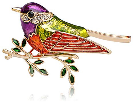 BAJIE Broche coloré émail Oiseau Branches Broches Enfants Dame Corsage Clips pour Costume écharpe Robe décoration Or-Couleur Bijoux Broches