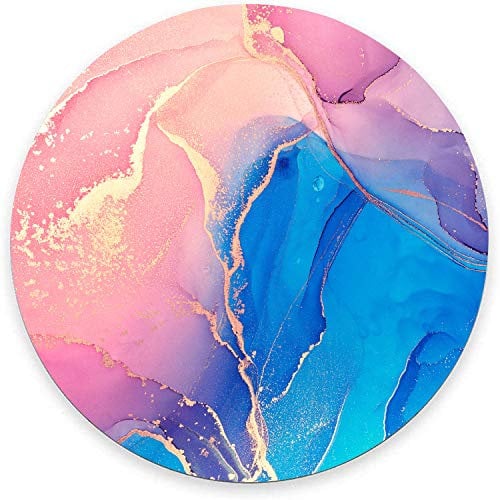 Round Mouse Pad, Colorful Marble Mouse Pad, Blue Purple Pink Design Gaming Mouse Mat Waterproof Circular Small Mouse Pad Non-Slip Rubber Base MousePads for Office Home Laptop Travel, 7.9x0.12 Inch