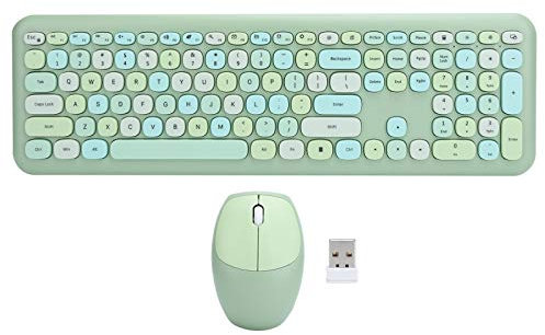 Highperformance Plug and Play Wireless Keyboard Mouse Combos 110 Keys 2.4GHz Chip for Office Household Computer Accessory(Green)