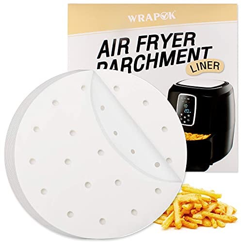 WRAPOK Air Fryer Liner 9 Inch Parchment Paper Non-Stick Perforated Sheet for Meats, Chips or Cookies - 100 Count