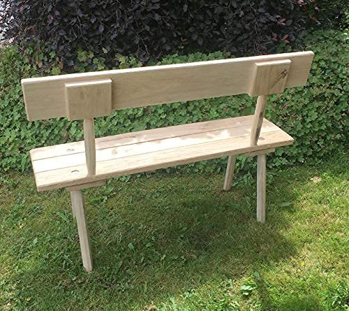 Sonder Mittelalterliche Bank mit Rückenlehne zum stecken, aus Eiche 25-30 mm mit 8-kantigen Beinen, 120 cm lang, Sitzfläche ca. 60cm hoch