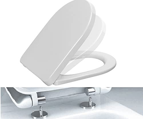 Ramm Toilettensitz mit Absenkautomatik Soft Close | WC Sitz aus antibakteriellem Duroplast mit Quick-Release-Funktion |kompatibel mit V & B Subway 44x36cm| inklusive Befestigungsmaterial