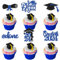 Gyufise 24 Stück 2022 Graduation Done Cupcake Topper Blau Glitzer Congrats Klasse of 2022 Diplom Grad Cap Cupcake Picks So Proud of You Cake Decorations for 2022 Graduation Theme Party Supplies