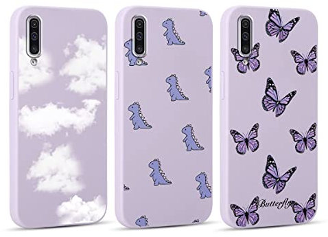 Yoedge 3 Stück Hülle für Samsung Galaxy A50/A30S/A50s 6,4 mit Muster Aesthetic, Weich TPU Ultra Dünnes Soft Slim Silikon Handyhülle Con Motiv, Stoßfeste Case Cover für Samsung A50, Schmetterling