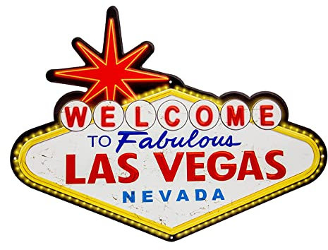 Generisch Plaque rétro en tôle - Style vintage américain - Welcome to Las Vegas, Nevada, 40 x 32 cm