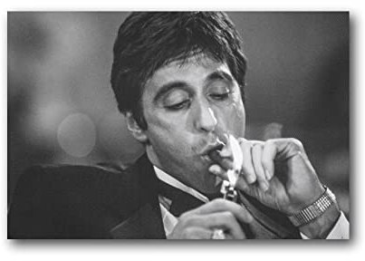 CAIAO Filmposter / Poster, Motiv Scarface (Al Pacino, Schwarz und Weiß), Ohne Rahmen, 08x12inch(20x30cm)