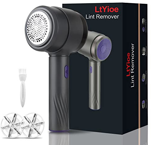 Levapelucchi Elettrico LtYioe Ricaricabile USB Leva Pelucchi Lana Portatile con Adsorbimento Magnetico, Potente Aspirazione & Lame di Ricambio, Togli Pelucchi per Tutti i Tessuti(Viola Blu)
