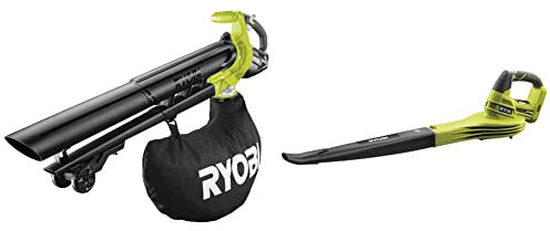 RYOBI 18 V ONE+ Brushless Akku-Laubsauger und Laubgebläse OBV18 (Luftmenge 6,0 m³/min, Luftgeschwindigkeit 200 km/h, ohne Akku & Ladegerät im Karton) & 18 V ONE+ Akku-Laubgebläse OBL1820S