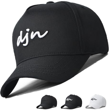 MUNULA Baseballkappe in Übergröße, XXL, hohe Krone, großer Kopf, Hüte für Herren, Väter, verstellbar, einfarbig, Laufkappe, 59,9 - 65 cm, Schwarz / Weiß, XXL/3XL
