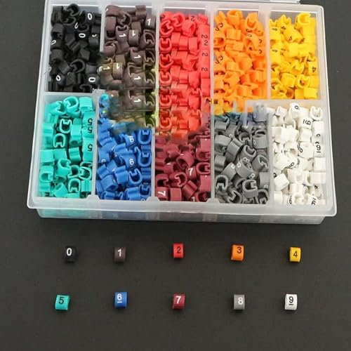 EC-0/1/2/3/5 Plastic 10 Trellis Kits Cable Wire Markers 0 to 9 10 Number Colorful Tube Size 0.75/1.5/2.5/4.0/6/10mm2 Sqmm-1.5mm2 1000PCS