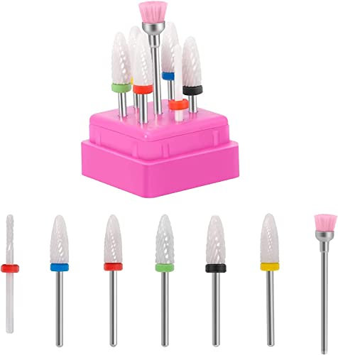 CGBE Embout Ponceuse Ongles Céramique, 7Pcs 3/32 Forets à Ongles Professionnels Éliminer Gel Acrylique Cuticule, Embout Ponceuse Ongles Cuticule pour Manucure Pédicure