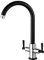 Peppermint Kitchen Mixer Taps 1 Hole Black Chrome Sink Mixer Tap Monobloc Kitchen Tap Dual Lever 360° Swivel Spout Swan Neck Mixers Taps for Kitchens Sink
