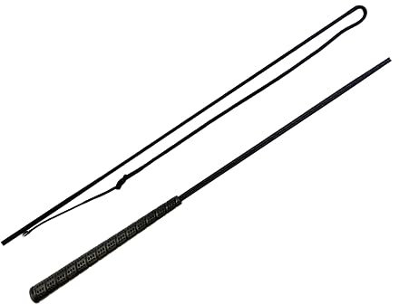 JA Horse Touchiergerte Bogenpeitsche Fahrpeitsche Pferd Fahren Bogen Peitsche Fahrsport Bodenarbeitsgerte Gummi Griff (schwarz, 100 cm)