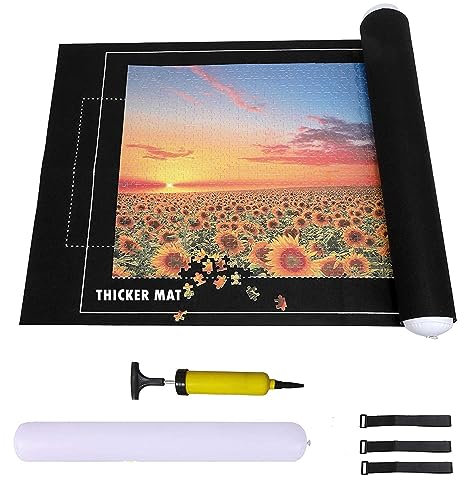 Celawork Puzzlematte für BIS 1500 2000 3000 Puzzle Teile Puzzle Pad Puzzleunterlage Puzzle Rollmatte Rollen Sie Puzzlematten für Puzzles auf (Schwarz, für 1500)