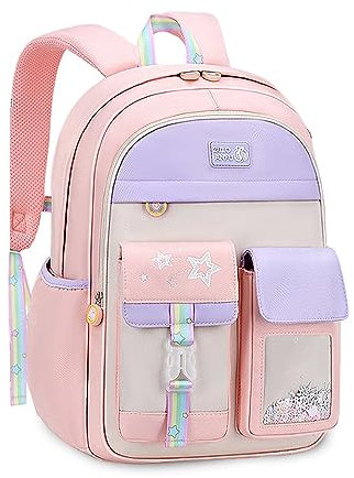 FANDARE Lindo Mochilas Infantiles Galaxy Mochila Ultraligero Mochilas Escolares para niños y niñas Mochilas Infantil Mochilas Tipo Casual para Estudiante Viaje Mochila Escolar Rosa