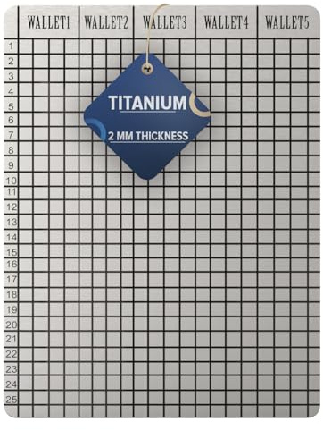 Hooe England Titanium Plate Seed Phrase Storage for 5 Wallets (Plate Only)