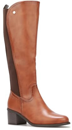 La Modeuse - Stivali da equitazione in finta con tacco piccolo quadrato, marrone, 37 EU