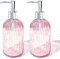 2 Pack Glass Soap Dispenser with Pump, VAKOWOO Hand Soap Dispenser 14 Oz Bathroom Storage, Refillable Dish Wash Liquid Lotion Jar for Bathroom, Countertop, Kitchen