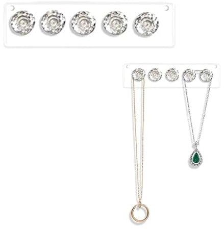 Porte Bijoux Mural en Acrylique Collier, Cintre Porte Bijoux Collier Organisateur, Bijoux Porte Boucle D'oreille Presentoir Bijoux Porte Support Boucle Auto-adhésif, Crochets en Forme de Diamant