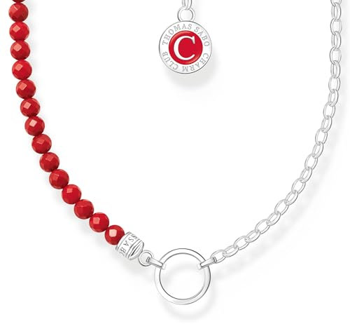 THOMAS SABO 2 Member Charm-Kette rote Beads und Gliederelemente Silber 925 Sterlingsilber, Kaltemail KE2190-007-10