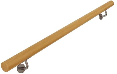 Handlauf, Treppengeländer aus massivem Eichenholz, für Innentreppen, Wandmontage, Geländer, Haltegriff mit Metallhalterung, rutschfest, für den Innenbereich (Größe: 3 m)