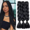 Dcbaboo Braids Extensions Kunsthaar zum Einflechten 3 Stücke Ombre Braiding Hair Kanekalon Haare zum Einflechten Haarverlängerung Zöpfe Afro Crochet Box Braids Flechten 300g, Jet Schwarz