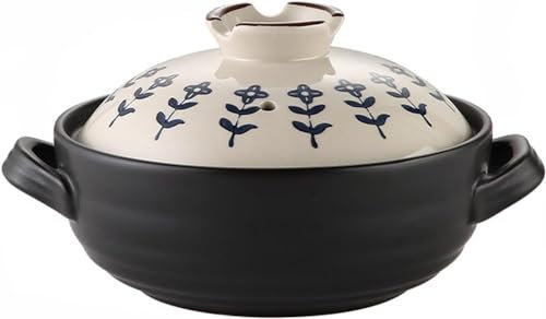 Casseruola in ceramica, pentola di argilla giapponese pentola di riso in pietra con coperchio, pentola di terra pentola in ceramica pentola calda pentola b||2,5 l
