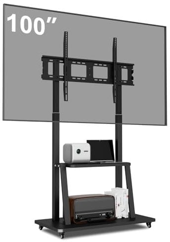 Duiliuu Tv Ständer Rollbar,Fernsehständer mit Rollen, Bodenständer TV Wagen für 42-100 Zoll TV, Höhenverstellbar TV Ständer,Mobiler Tv-Standfüße, Max 180 lbs, Max Vesa 900x600