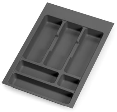 emuca Besteckeinsatz Optima für Schrankbreite 40 cm, Rand schneidbar (B 304-336 x T 418-482), Kunststoff, Anthrazitgrau