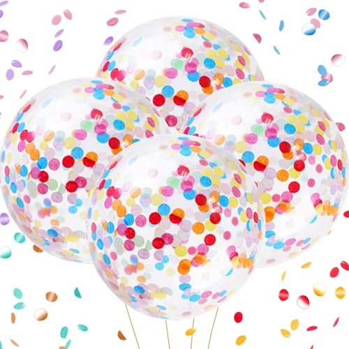 AUNGKWANG 4 Stück Konfetti Luftballon Bunt, 36 Zoll Riesen Luftballons, XXL Luftballon, Luftballons Geburtstag, Latex Balloons, Geburtstag, Neujahr, Hochzeitsfeier DekColoréation