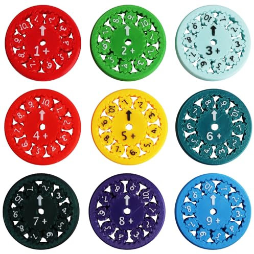 9 Stück Mathe Fidget-Spinners, Math Facts Fidget-Spinner, Math Fact Finger Spinner Sensorisches Spielzeug, Lindert Stress-Zappel-Lernspiel-Spielzeug,Mathe-Lernspielzeug(Addition und Subtraktion)