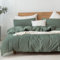 Michorinee Housse de Couette 200x200 Coton Vert Sauge 100% Coton Lavé Texture Lin Parure de Lit avec Fermeture Éclair - Linge de Lit 2 Personnes Adulte avec 2 Taies d'oreiller 65x65 cm