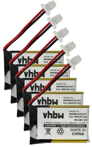 vhbw 5X Akku kompatibel mit Plantronics C054 | C054A, C053, C053A, C565, C565 GAP Wireless Headset Kopfhörer (140 mAh, 3,7 V, Li-Polymer)