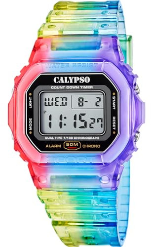 CALYPSO Reloj Unisex K5874/6 Color Splash Caja de Caucho Multi Correa de Caucho Multi