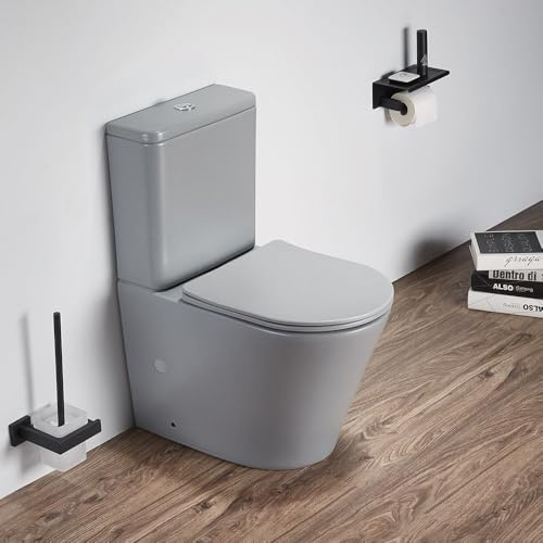 MILANO Pebble Round Close Coupled Toilet WC Soft Close Seat | Ceramic Construction. Soft Close Seat. Contemporary Style. Floorstanding Design. Dual Flush Cistern.
