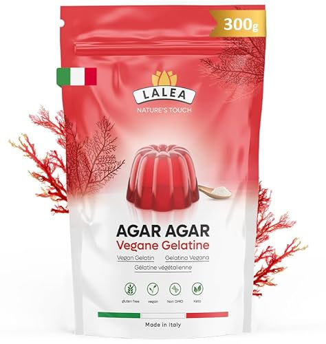 Agar Agar en Polvo 300g - Gelatina Neutra y Natural, Sustituto Vegano - Ideal para Cocinar, Postres y Jaleas