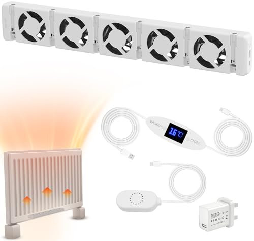 Warmfay Radiator Fan 5.0 Single Set, Smart Radiator Ventilator with Thermostat Controller for Home, Radiator Booster Fan to Improve Heating Efficiency & Save Energy, For Various Radiators