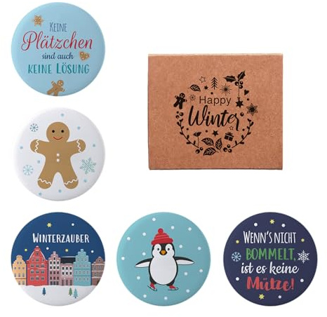 10x Winter Wunschboten-Magnete als kleines give-Away für Kollegen, Freunde & Mitarbeiter - Mitgebsel & Mitbringsel Geschenk als kleine Aufmerksamkeit