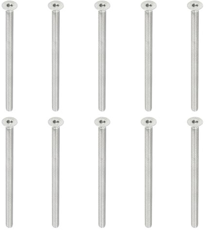 PATIKIL M6 x 100mm Flat Head Socket Cap Screws, 10 Pack 304 Stainless Steel 18-8 Machine Screws Flat Countersunk Bolts Hex Socket Drive Fasteners Grade 6.8